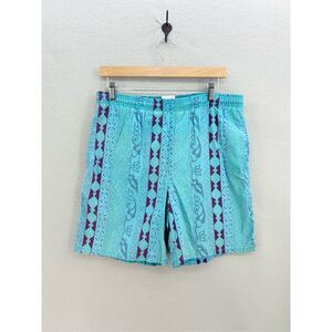 Vintage Cheetah Mervyns Mens Blue Purple Drawstring Swim Trunks Shorts Small